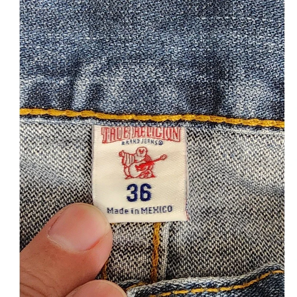 True Religion Section Straight Jeans Mens 36 Medium Wash Blue Denim‎ 100% Cotton